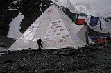 Gordon Ferguson inspects the Italian tent at K2 base camp