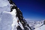 Climbers on the lower pinnacles of the summit ridge of Broad Peak