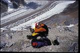 Don Bowie suffering from dysentary at Camp I, Broad Peak